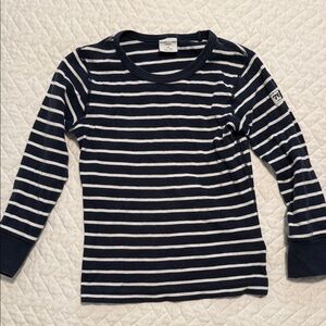 Polarn O. Pyret Navy and White Striped Long Sleeve Tee sz 2-3T